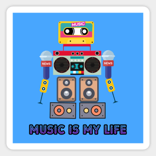 Music is my life,love music, robot Magnet